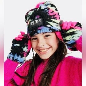 Justice Vibrant Tie-Dye Hat and Gloves Set